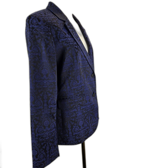 Chico's Embroidered Jacquard Blazer Sz 0 Office Siren Corpcore Preppy Glam - Picture 3 of 10